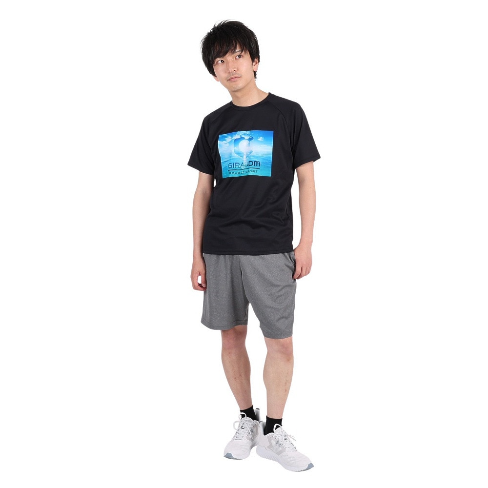 ジローム（GIRAUDM）（メンズ）半袖Tシャツ メンズ ドライプラスmesh プリント CT3S0015-TR863-GRES BLK