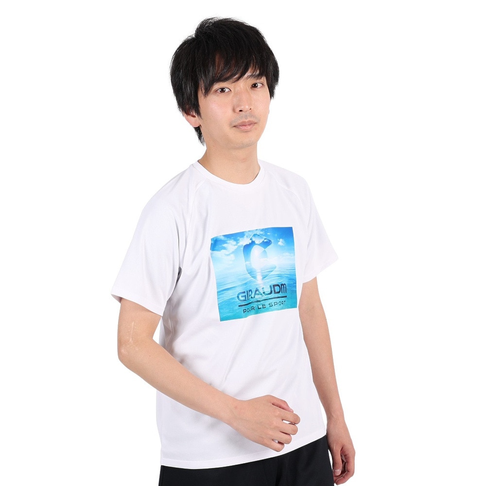 ジローム（GIRAUDM）（メンズ）半袖Tシャツ メンズ ドライプラスmesh プリント CT3S0015-TR863-GRES WHT