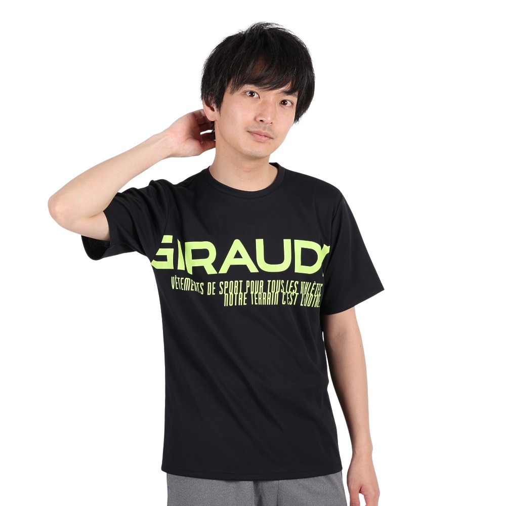 ジローム（GIRAUDM）（メンズ）半袖Tシャツ メンズ ドライプラスmossstich プリント CT3S0017-TR863-GRES BLK