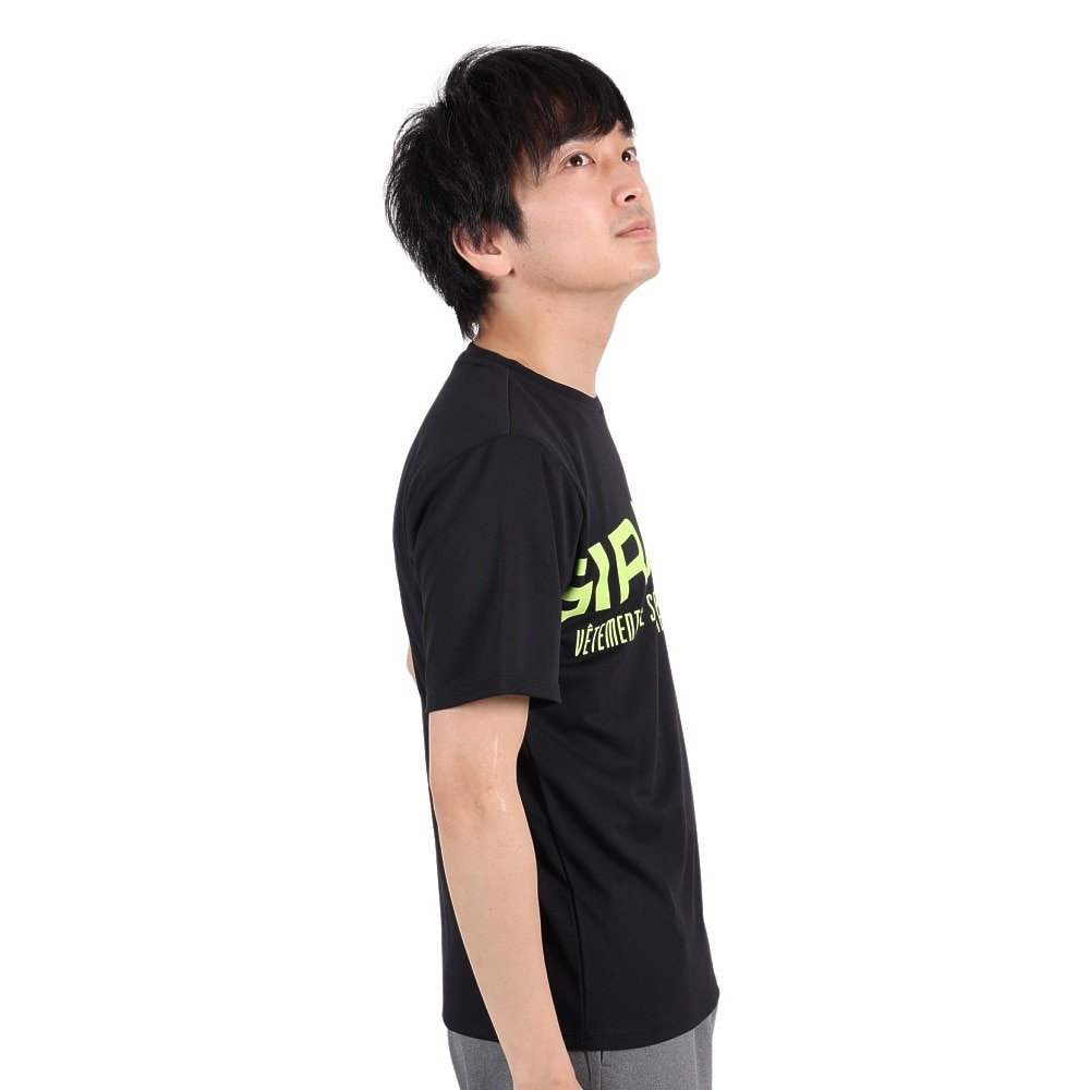 ジローム（GIRAUDM）（メンズ）半袖Tシャツ メンズ ドライプラスmossstich プリント CT3S0017-TR863-GRES BLK