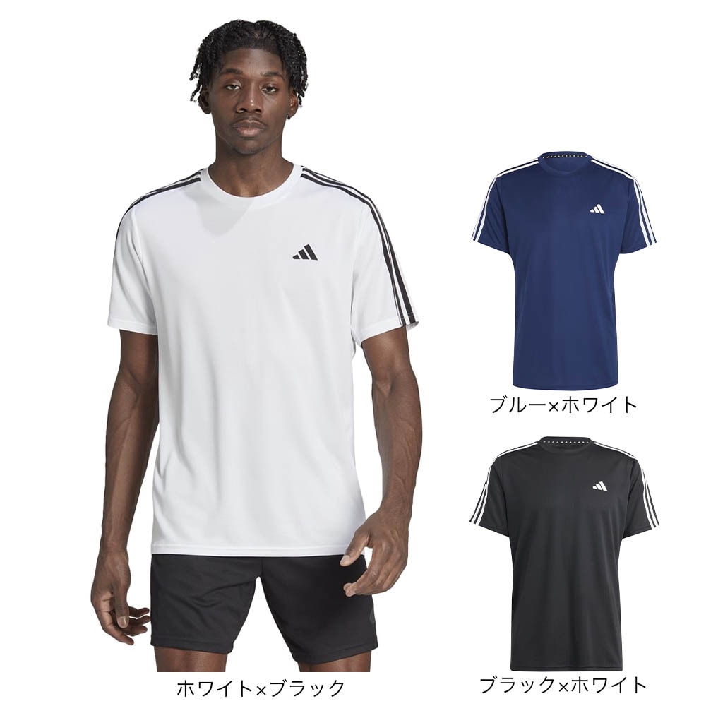 アディダス（adidas）（メンズ）BASE トレイン エッセンシャルズ スリーストライプス トレーニング半袖Tシャツ BXH41-IB8152