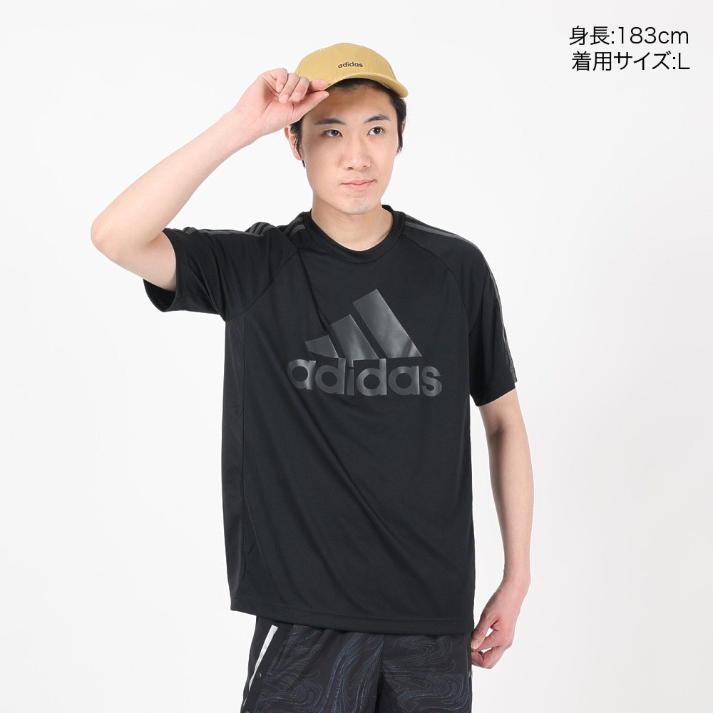 アディダス（adidas）（メンズ）半袖Tシャツ メンズ 黒 AEROREADY セレーノ ロゴ IZA37-H28928