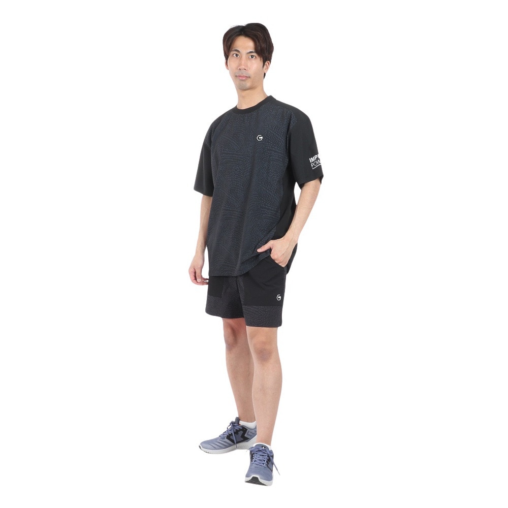 ジローム（GIRAUDM）（メンズ）絶耐撥水 UV WOVEN プリント半袖Tシャツ CT4S0079-TR863-GRSD BKXGY