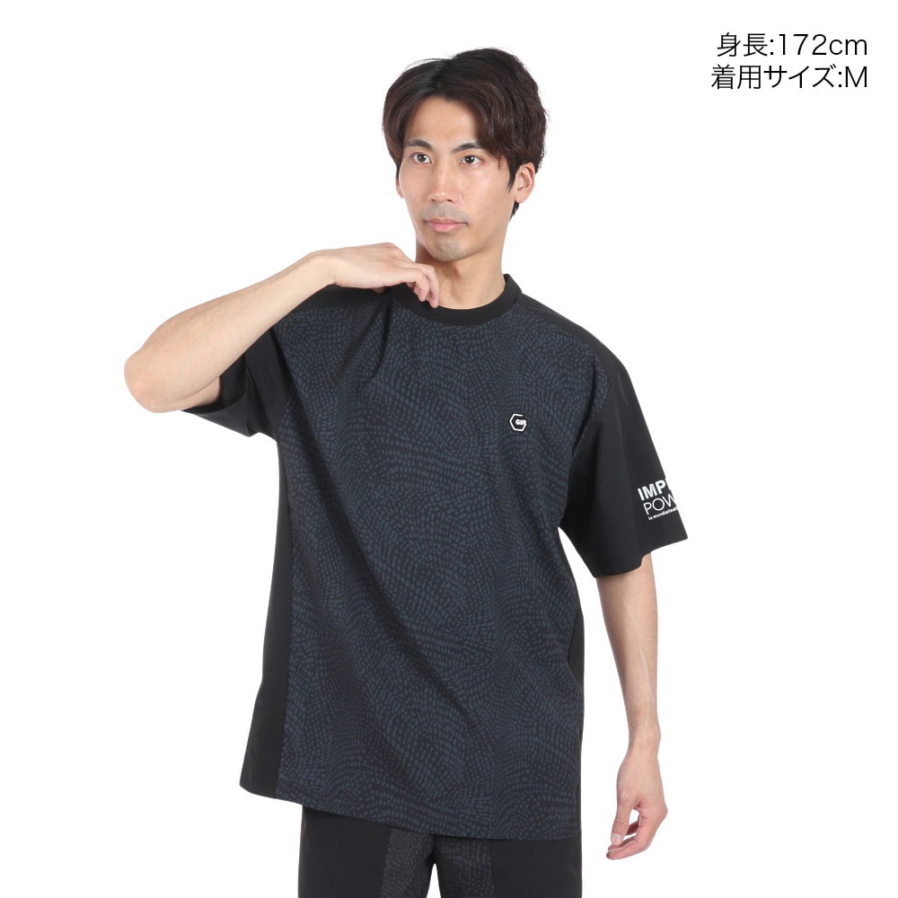 ジローム（GIRAUDM）（メンズ）絶耐撥水 UV WOVEN プリント半袖Tシャツ CT4S0079-TR863-GRSD BKXGY