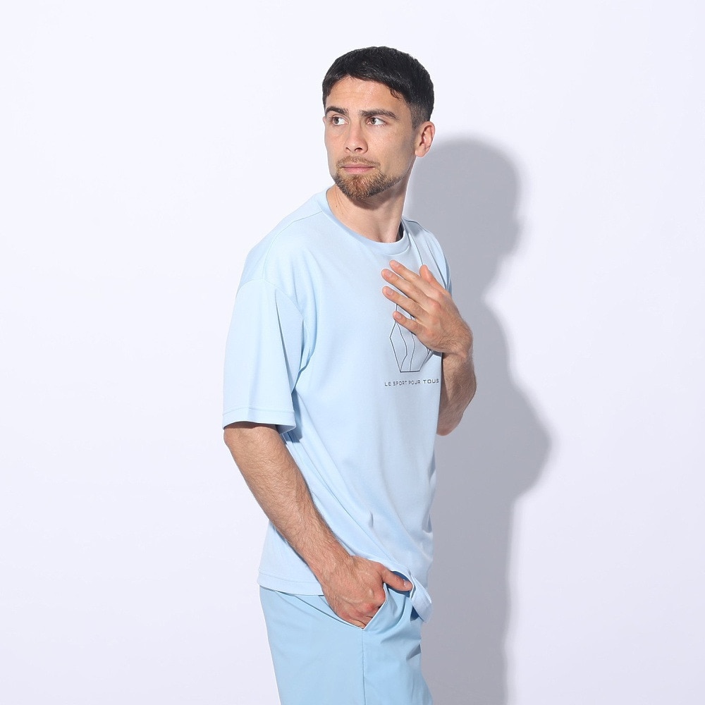 ジローム（GIRAUDM）（メンズ）ドライプラスクール シャインブロック メッシュ 半袖Tシャツ CT4S0027-TR863-GRES LBLU