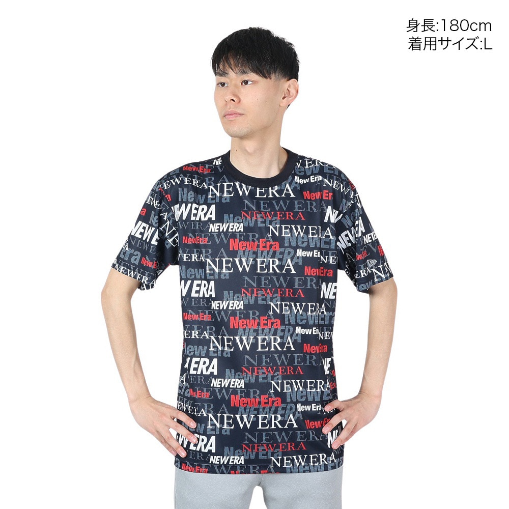 ニューエラ（NEW ERA）（メンズ、レディース、キッズ）半袖 テックTシャツ Text All Over 14121963