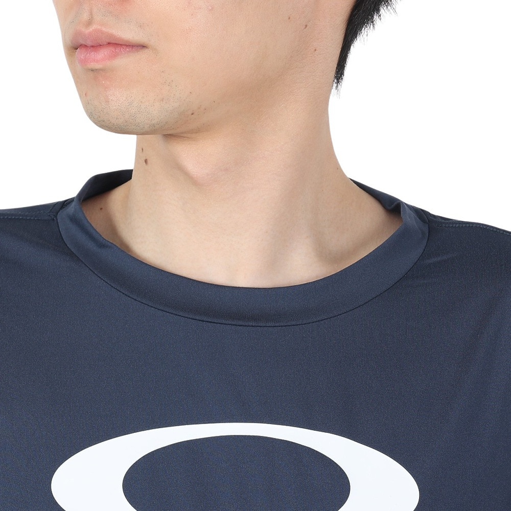 オークリー（OAKLEY）（メンズ）Enhance Qdevo 半袖Tシャツ ネイビー O Bark 3.0 FOA406333-6FB 吸汗速乾 接触冷感 紫外線防止 ストレッチ
