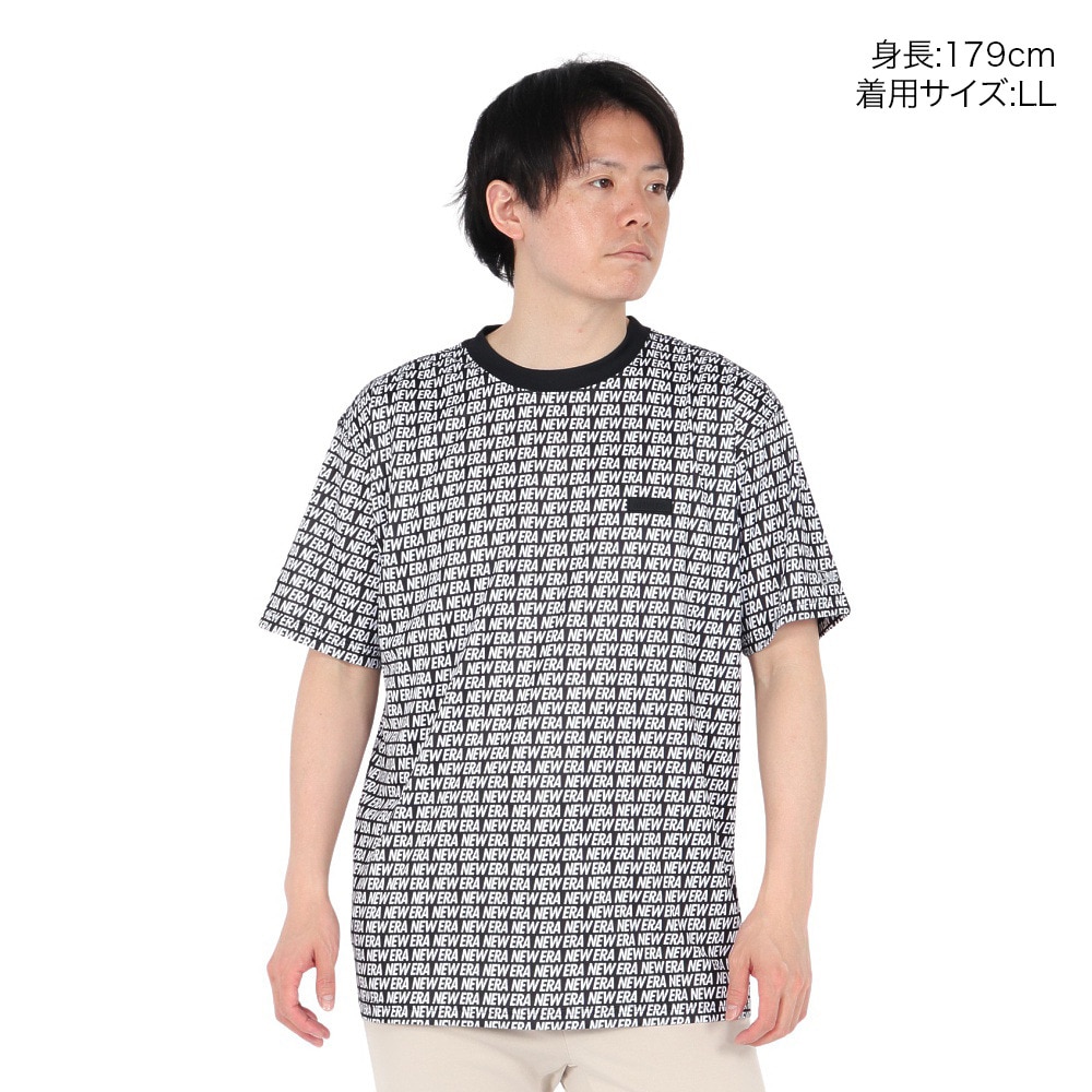 ニューエラ（NEW ERA）（メンズ、レディース）半袖 テック Tシャツ Allover BLK 14410150
