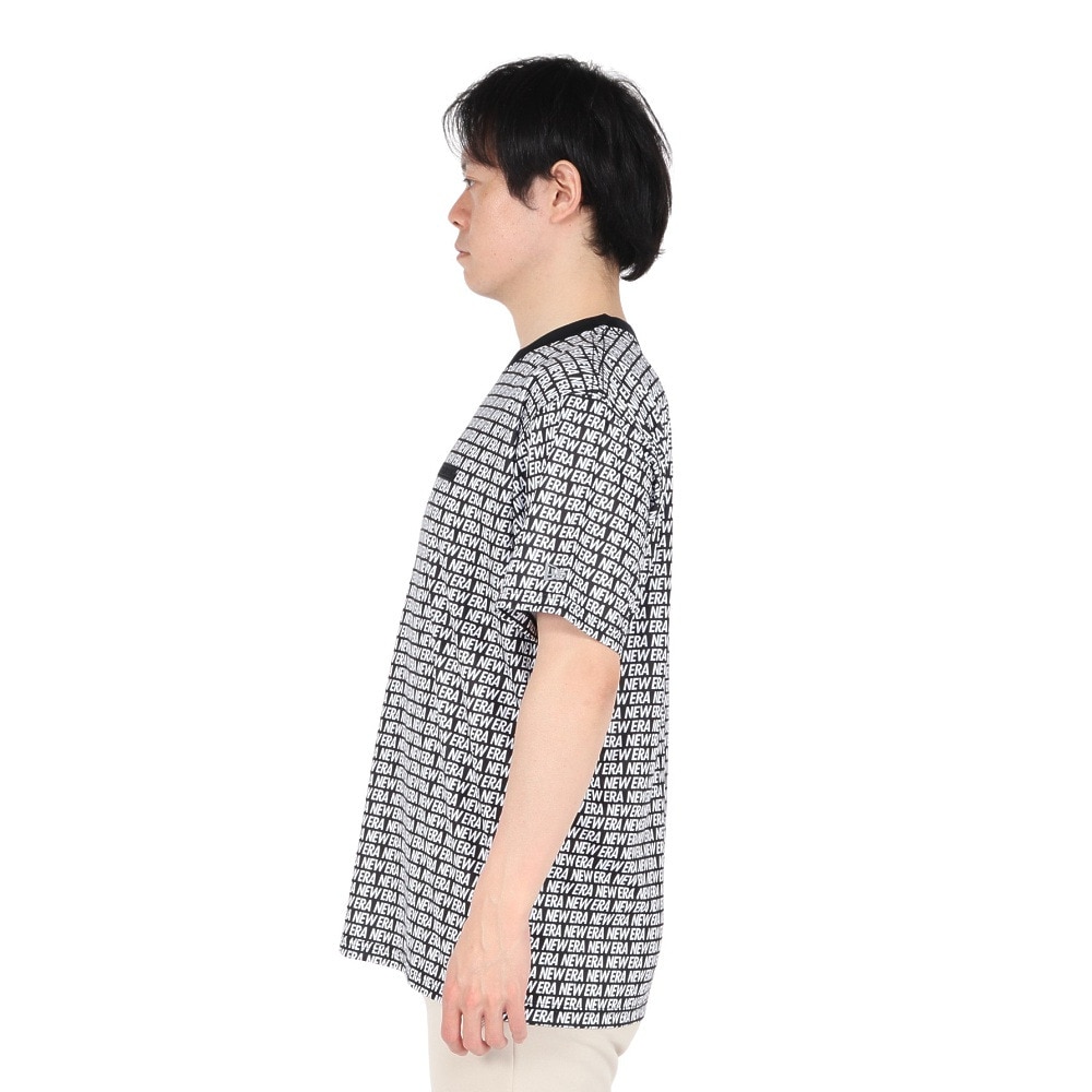 ニューエラ（NEW ERA）（メンズ、レディース）半袖 テック Tシャツ Allover BLK 14410150
