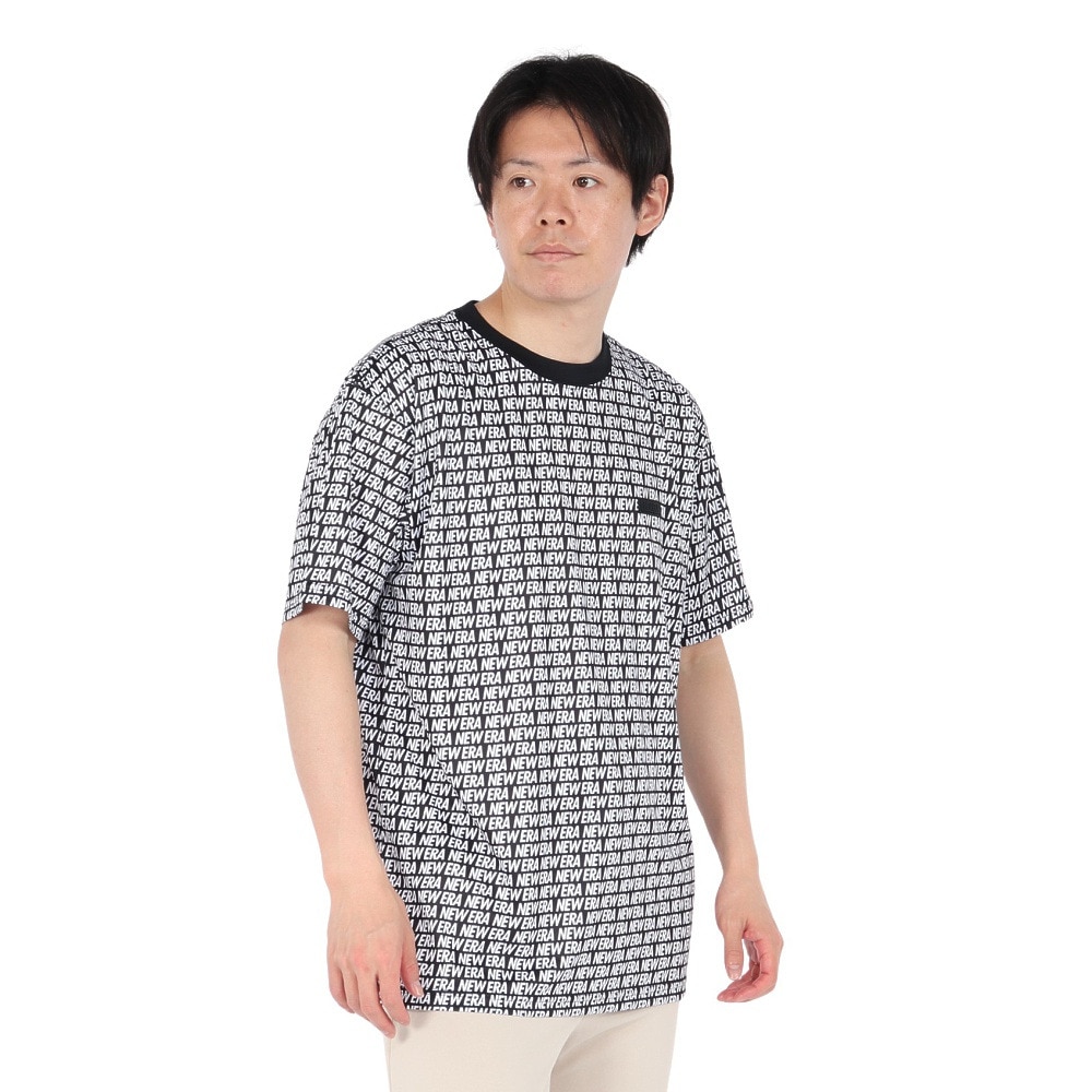 ニューエラ（NEW ERA）（メンズ、レディース）半袖 テック Tシャツ Allover BLK 14410150