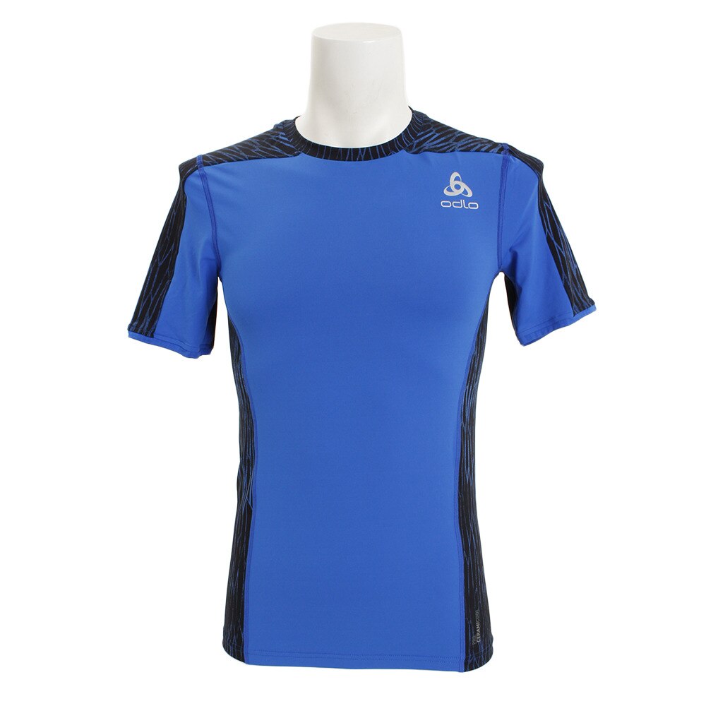  クールネック プリントTシャツ 350222 energy blue オンライン価格