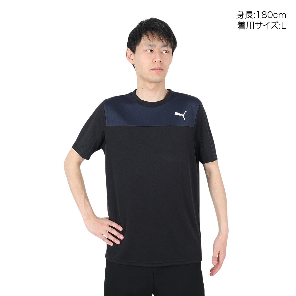 プーマ（PUMA）（メンズ）接触冷感 ドライ 速乾 DRY+C カラーブロック 半袖Tシャツ 522291 01 BLK