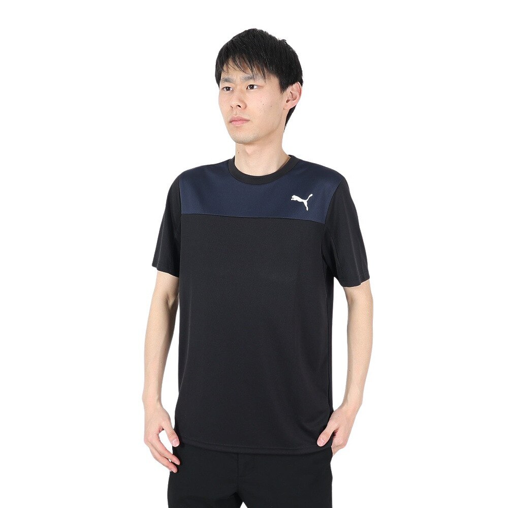 プーマ（PUMA）（メンズ）接触冷感 ドライ 速乾 DRY+C カラーブロック 半袖Tシャツ 522291 01 BLK