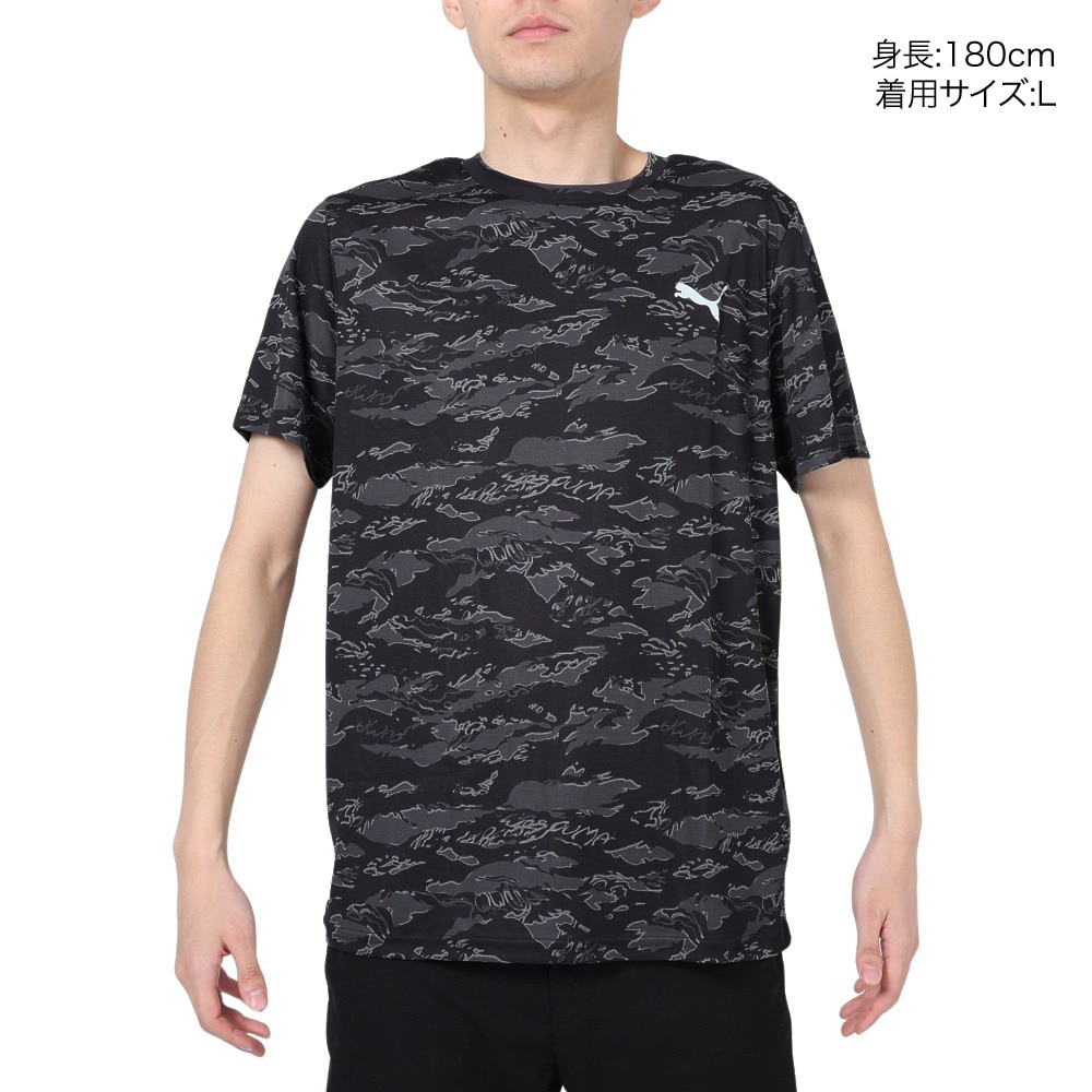 プーマ（PUMA）（メンズ）半袖Tシャツ メンズドライプラス AOP  523775 01 BLK