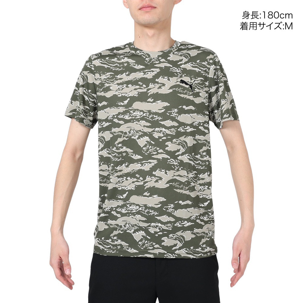 プーマ（PUMA）（メンズ）半袖Tシャツ メンズ ドライプラス AOP 523775 73 GRN