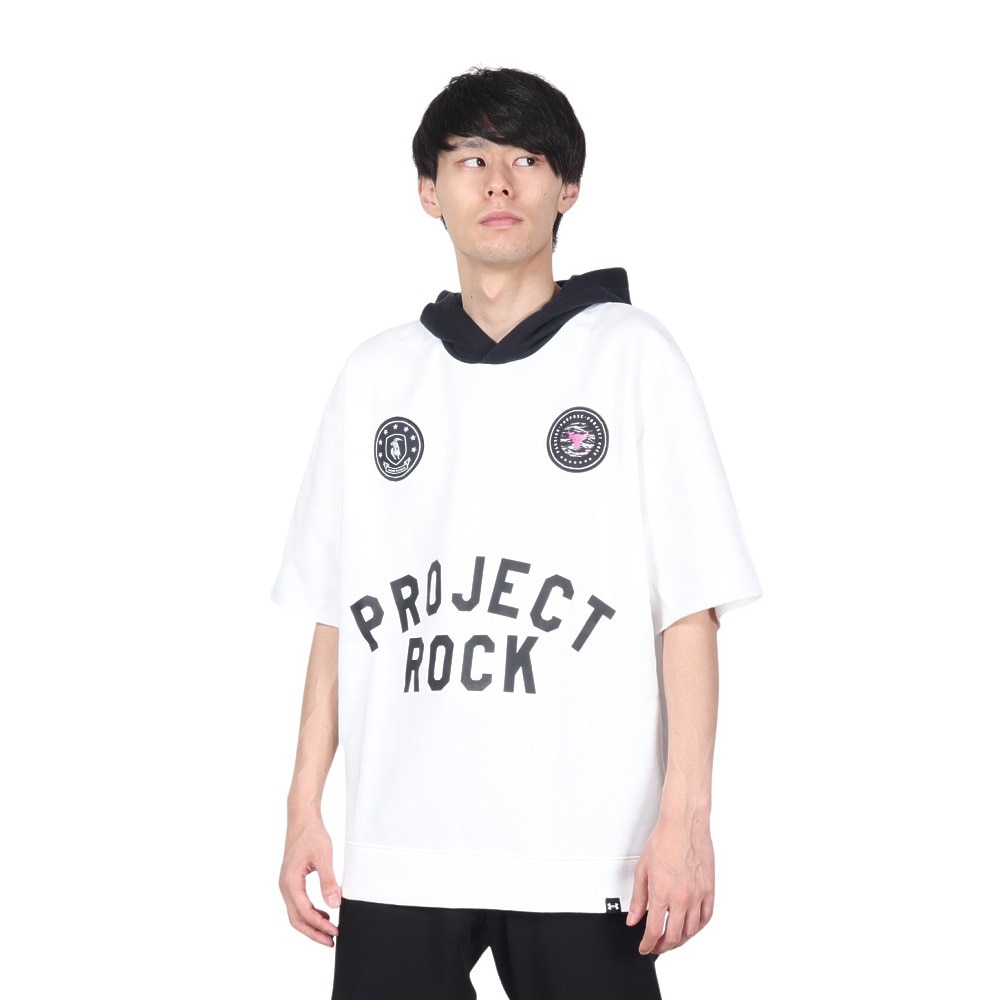 アンダーアーマー（UNDER ARMOUR）（メンズ）プロジェクトロック アイコンフリース バッジオブオナー ショートスリーブ フーディー 1386886 100