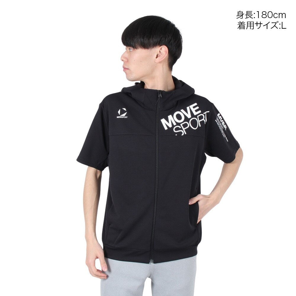 デサント（DESCENTE）（メンズ）SUNSCREEN TAIKYU ジャージ フルジップ 半袖フーディー ST5SJG13M BK01