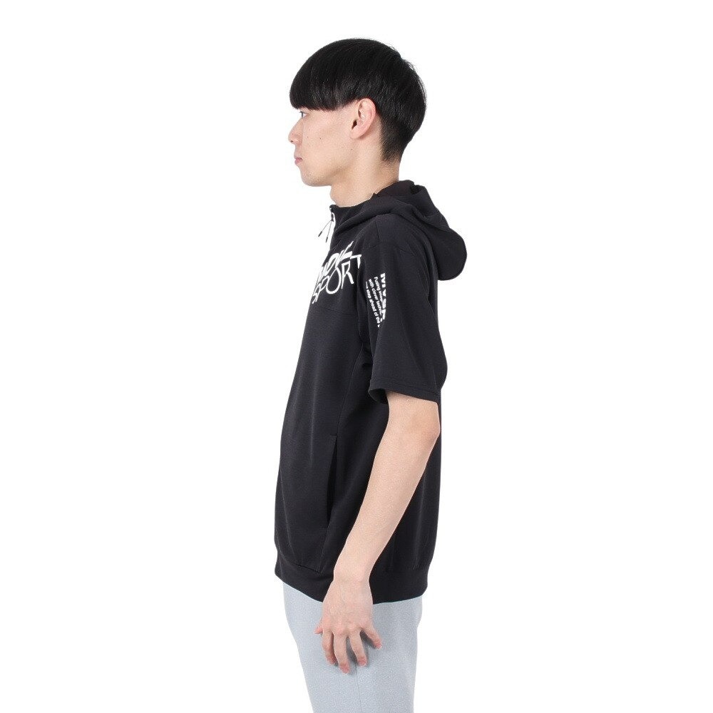 デサント（DESCENTE）（メンズ）SUNSCREEN TAIKYU ジャージ フルジップ 半袖フーディー ST5SJG13M BK01