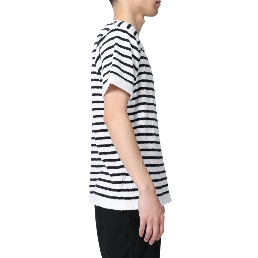 テリック（TELIC）（メンズ）半袖Tシャツ メンズ シャギーニットボーダーTシャツ 23SSTE-002 WHT