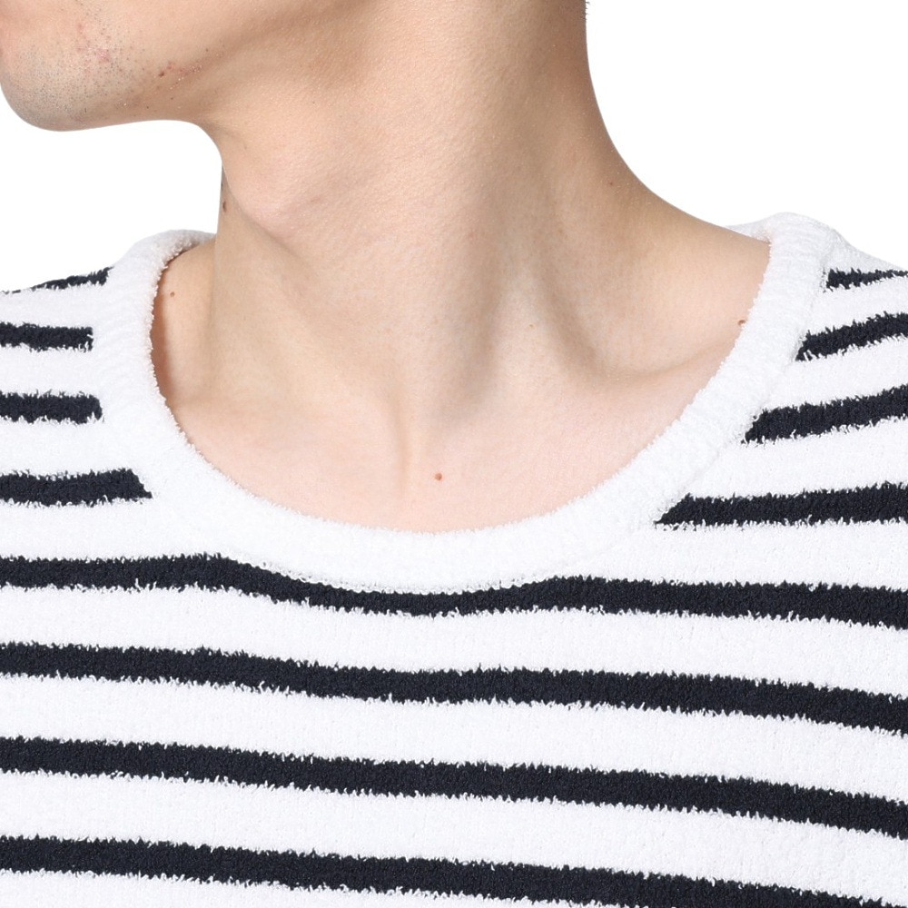 テリック（TELIC）（メンズ）半袖Tシャツ メンズ シャギーニットボーダーTシャツ 23SSTE-002 WHT