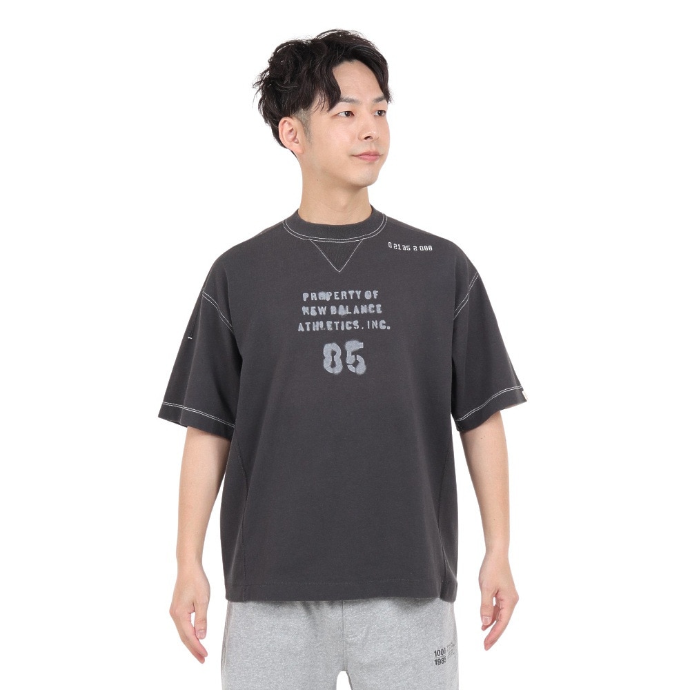 ニューバランス（new balance）（メンズ）半袖Tシャツ メンズ 黒 1000 グラフィックTシャツ R AMT35006PHM