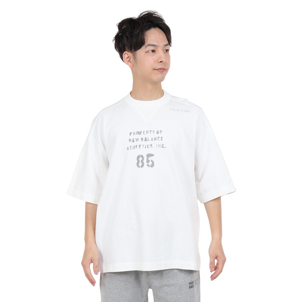 ニューバランス（new balance）（メンズ）半袖Tシャツ メンズ 白 1000 オーバーサイズフィット AMT35007SST