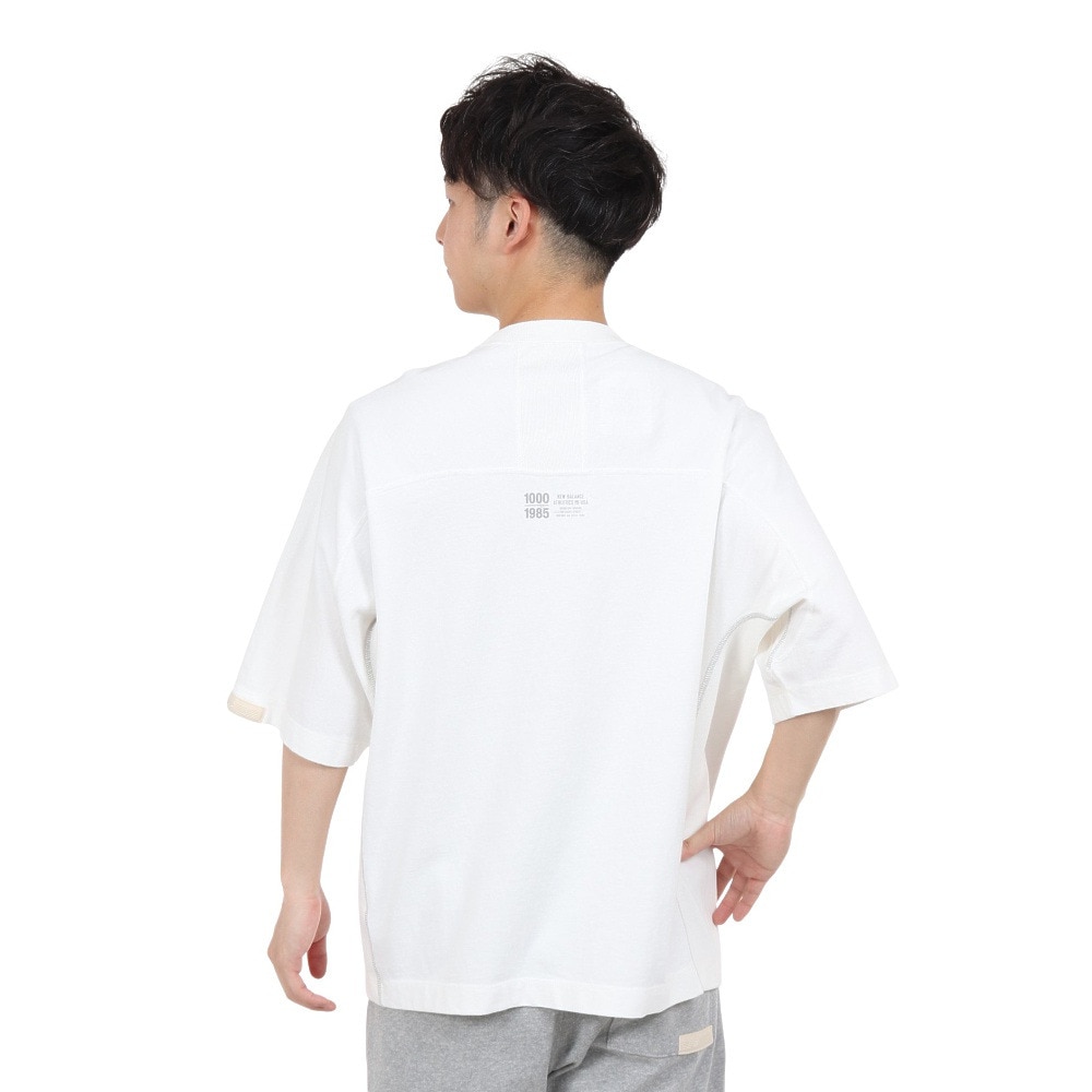 ニューバランス（new balance）（メンズ）半袖Tシャツ メンズ 白 1000 オーバーサイズフィット AMT35007SST