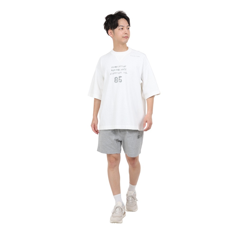 ニューバランス（new balance）（メンズ）半袖Tシャツ メンズ 白 1000 オーバーサイズフィット AMT35007SST