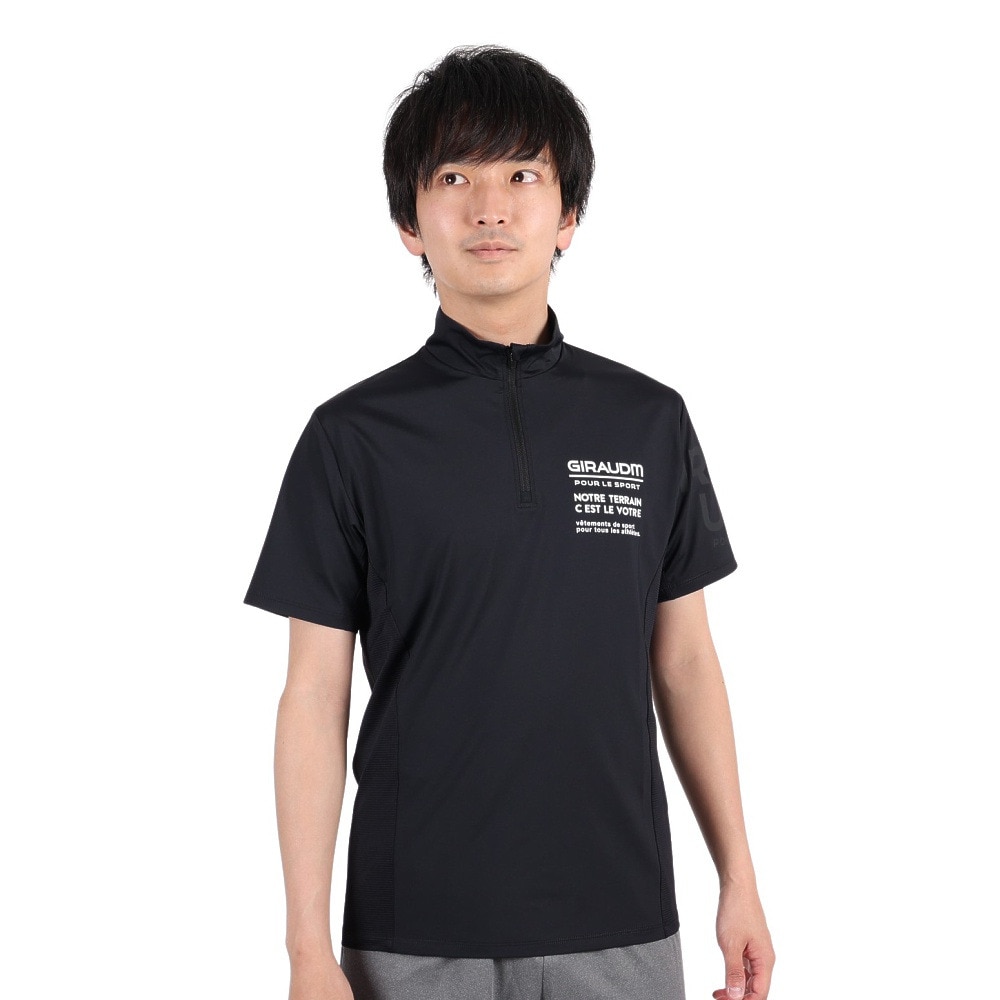 ジローム（GIRAUDM）（メンズ）半袖Tシャツ メンズ ドライプラスクール モックネック CT3S0032-TR863-GRHD BLK