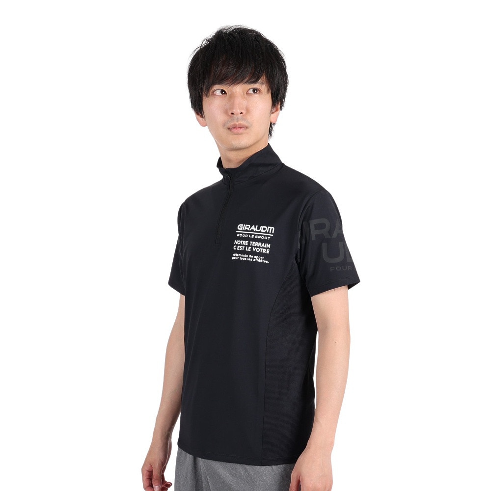 ジローム（GIRAUDM）（メンズ）半袖Tシャツ メンズ ドライプラスクール モックネック CT3S0032-TR863-GRHD BLK