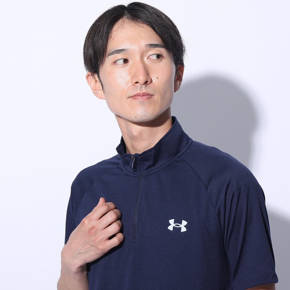アンダーアーマー（UNDER ARMOUR）（メンズ）テック ショートスリーブ 1/2ジップTシャツ 1385506 410