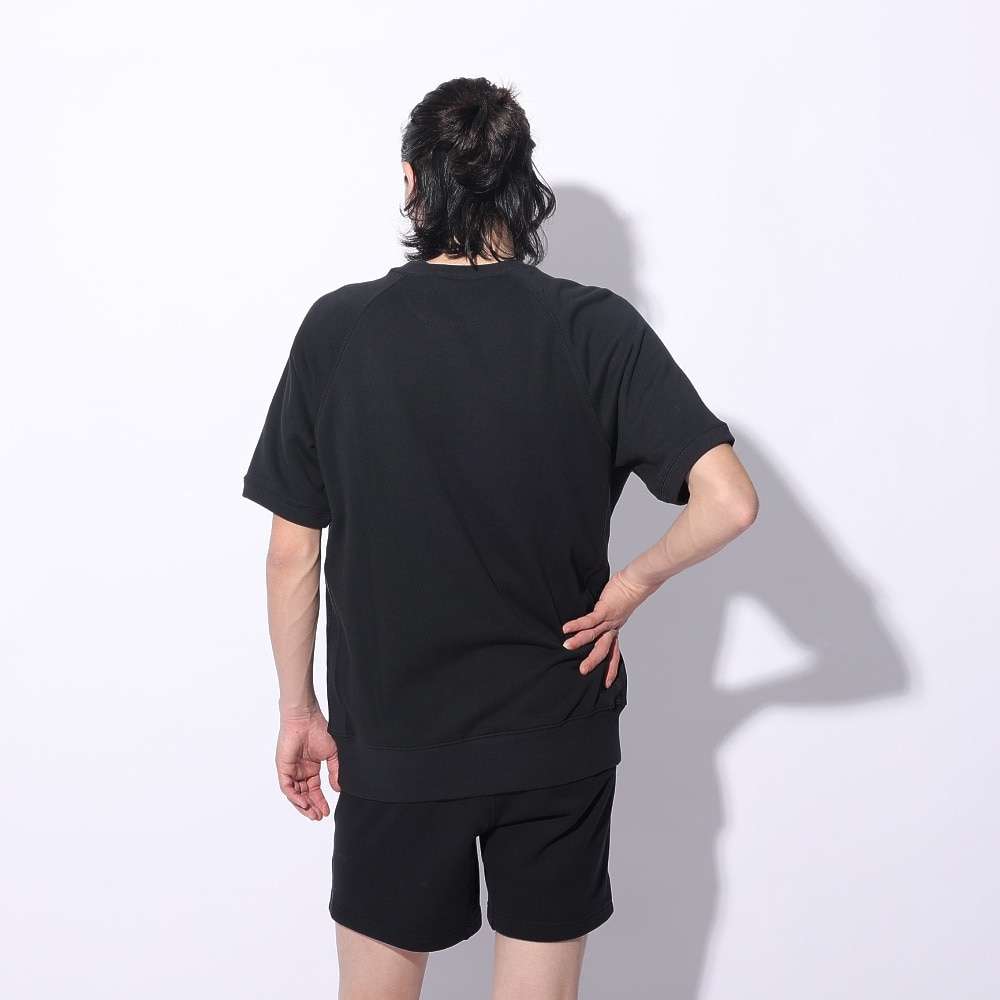 アディダス（adidas）（メンズ、レディース）スリーストライプス スウェット 半袖 シャツ KUE37-IT0896 黒 ブラック ヘビーウェイト ルーズフィット