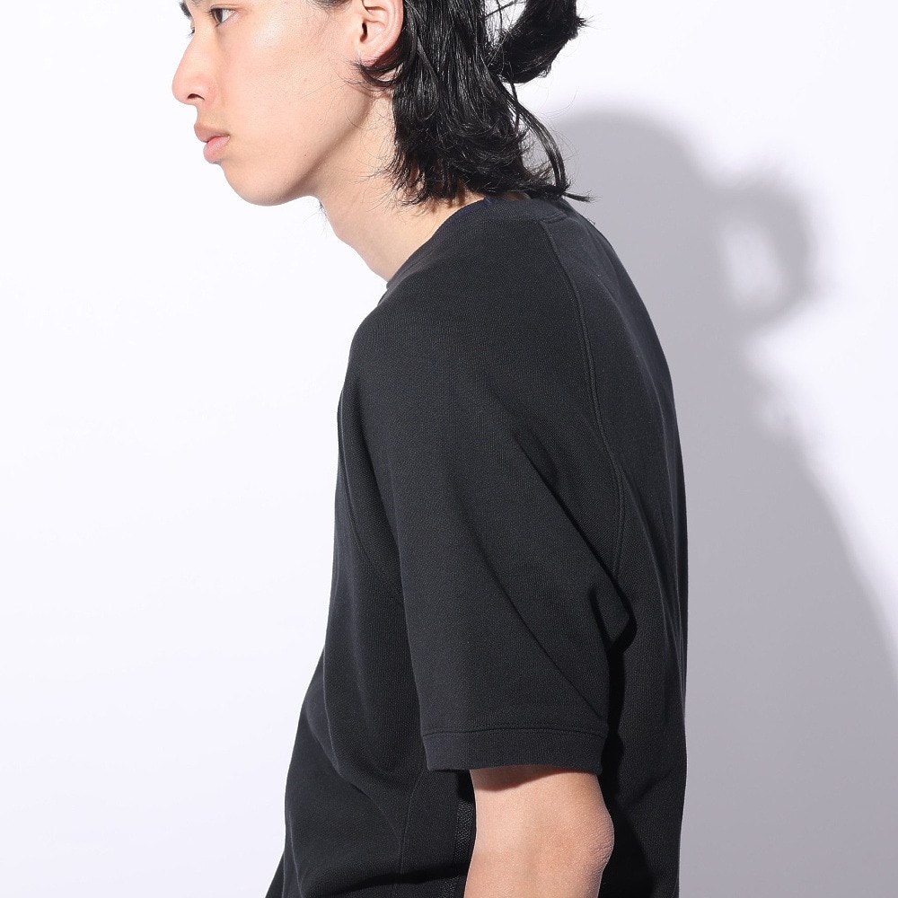 アディダス（adidas）（メンズ、レディース）スリーストライプス スウェット 半袖 シャツ KUE37-IT0896 黒 ブラック ヘビーウェイト ルーズフィット