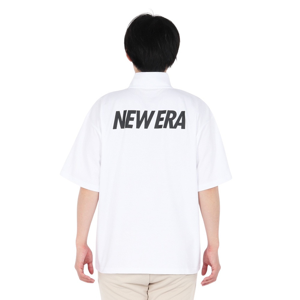 ニューエラ（NEW ERA）（メンズ、レディース）半袖 オーバーサイズド パフォーマンス ハーフジップ Tシャツ WHI 14410158