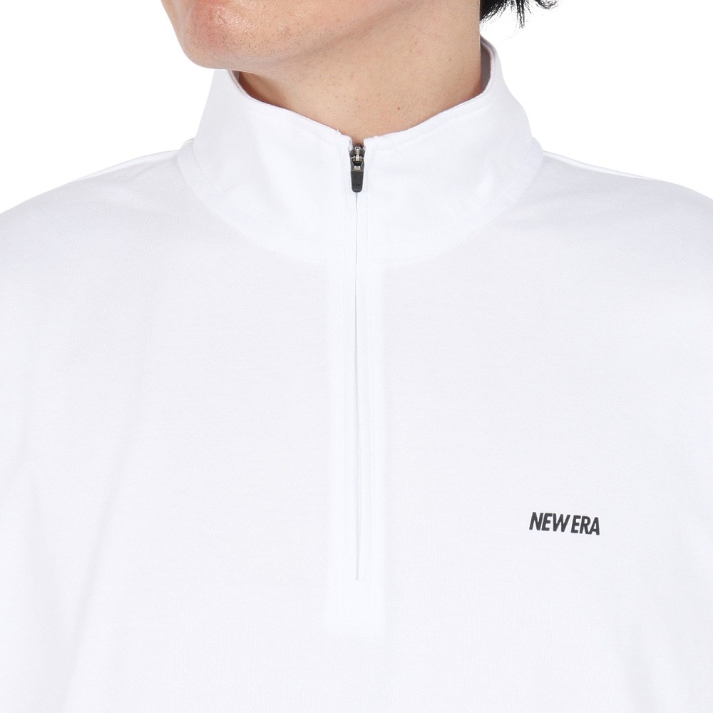 ニューエラ（NEW ERA）（メンズ、レディース）半袖 オーバーサイズド パフォーマンス ハーフジップ Tシャツ WHI 14410158