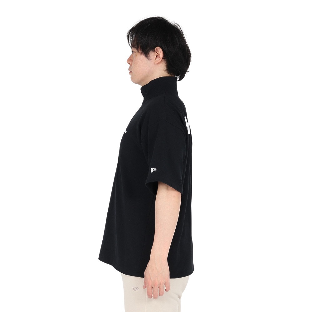 ニューエラ（NEW ERA）（メンズ、レディース）半袖 オーバーサイズド パフォーマンス ハーフジップ Tシャツ BLK 14410159