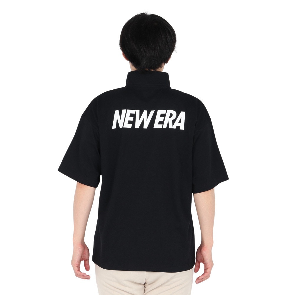 ニューエラ（NEW ERA）（メンズ、レディース）半袖 オーバーサイズド パフォーマンス ハーフジップ Tシャツ BLK 14410159