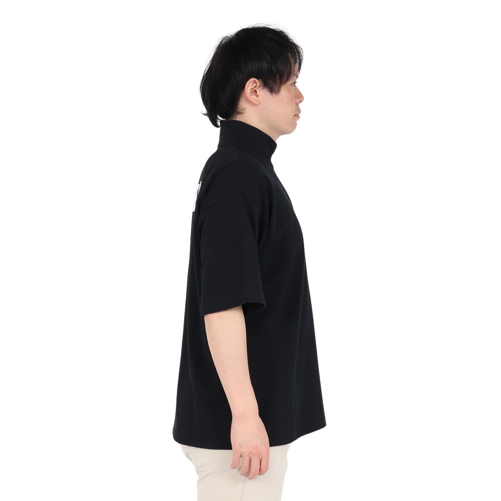 ニューエラ（NEW ERA）（メンズ、レディース）半袖 オーバーサイズド パフォーマンス ハーフジップ Tシャツ BLK 14410159