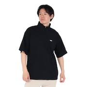 (メンズ、レディース)半袖 オーバーサイズド パフォーマンス ハーフジップ Tシャツ BLK 14410159
