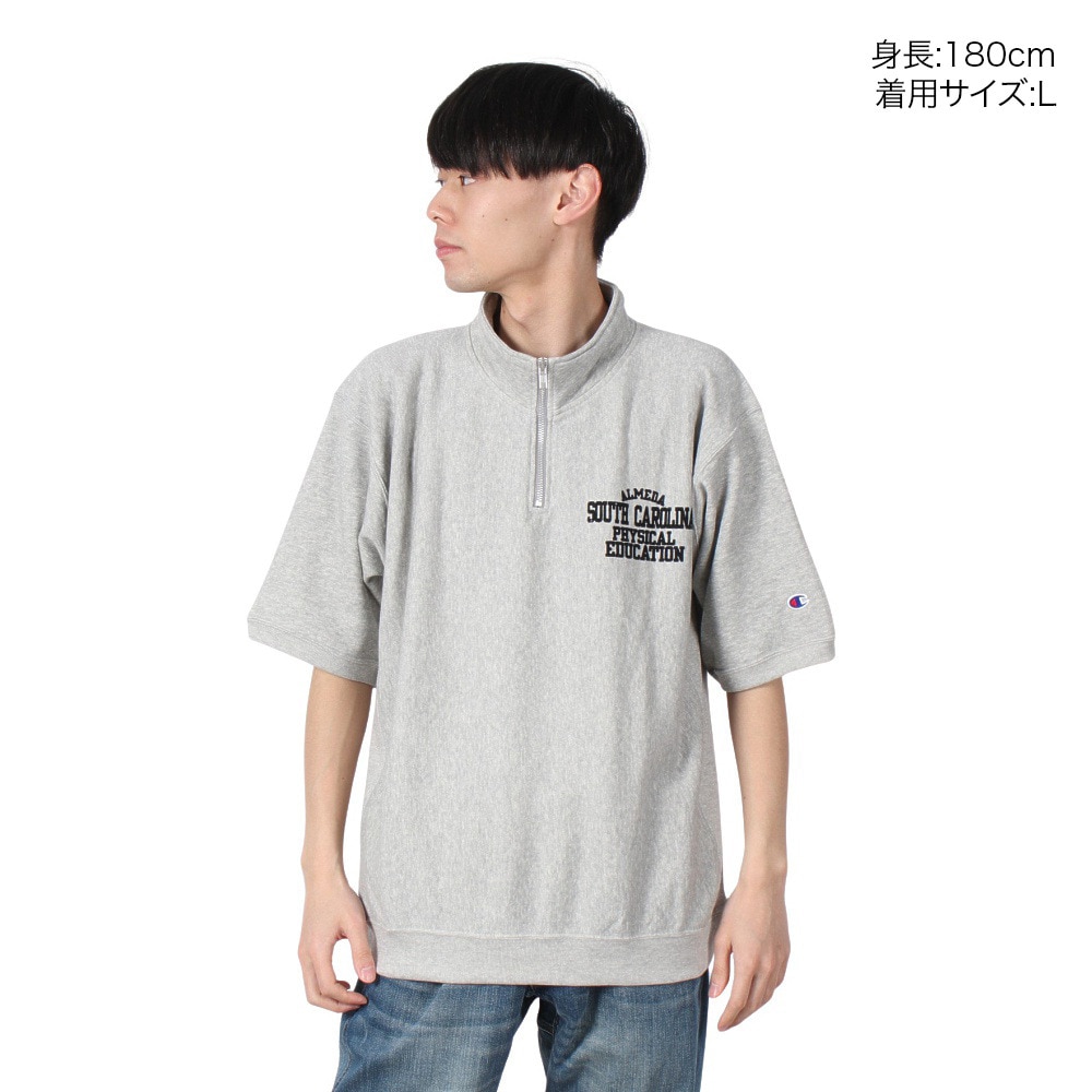 チャンピオン-ヘリテイジ（CHAMPION-HERITAGE）（メンズ）リバースウィーブ ショートスリーブハーフジップスウェットシャツ C3-B004 070
