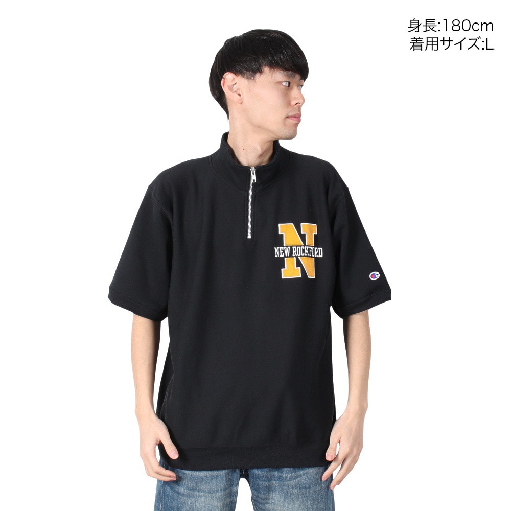 チャンピオン-ヘリテイジ（CHAMPION-HERITAGE）（メンズ）リバースウィーブ ショートスリーブハーフジップスウェットシャツ C3-B004 09A