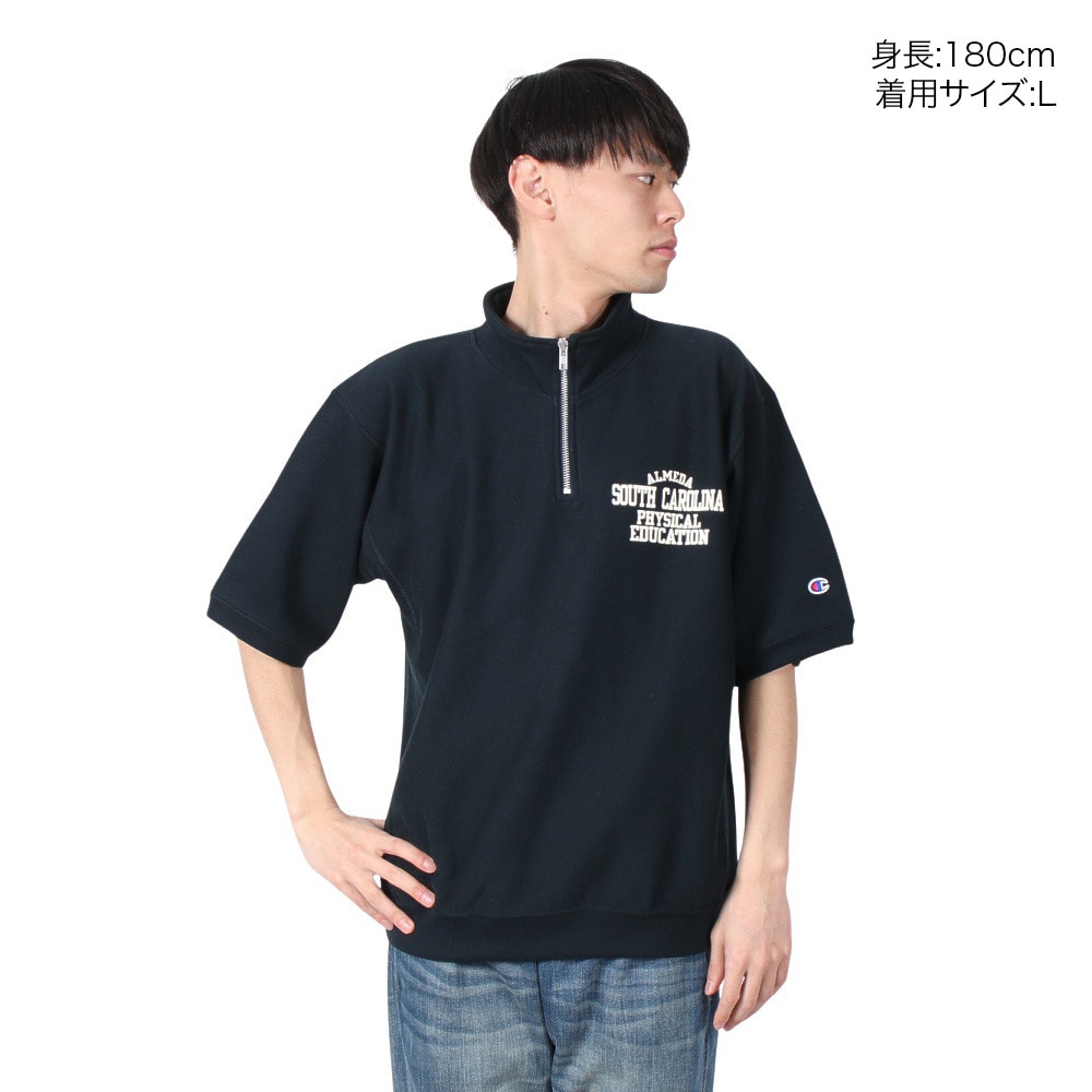 チャンピオン-ヘリテイジ（CHAMPION-HERITAGE）（メンズ）リバースウィーブ ショートスリーブハーフジップスウェットシャツ C3-B004 370