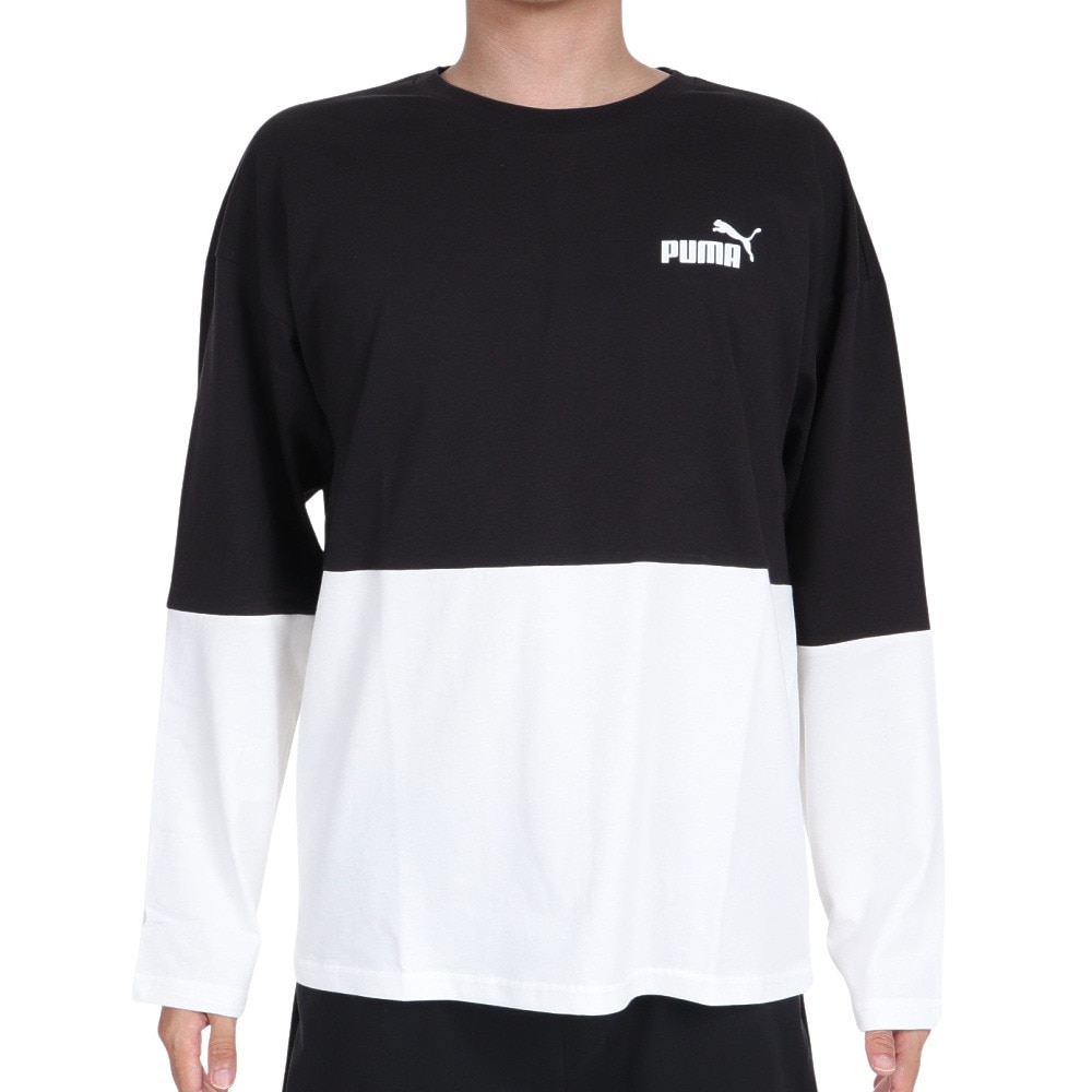 プーマ（PUMA）（メンズ）長袖Ｔシャツ メンズ POWER カラーブロック677682 01 BLK