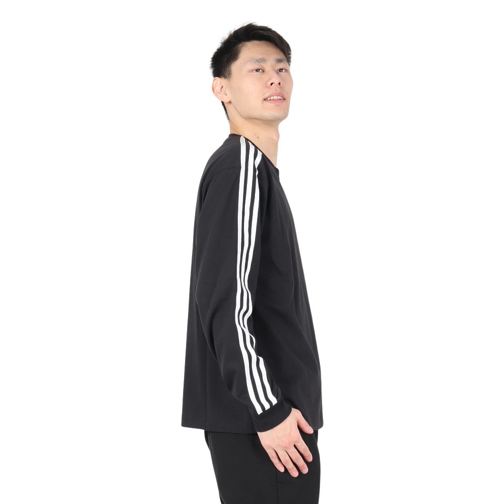 アディダス（adidas）（メンズ）エッセンシャルズ プラス ルーズフィット スリーストライプス長袖Tシャツ KWE93-JF3907