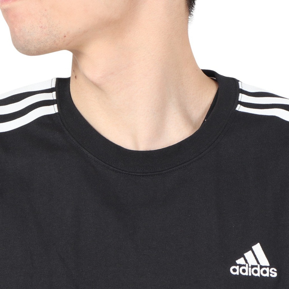 アディダス（adidas）（メンズ）エッセンシャルズ プラス ルーズフィット スリーストライプス長袖Tシャツ KWE93-JF3907