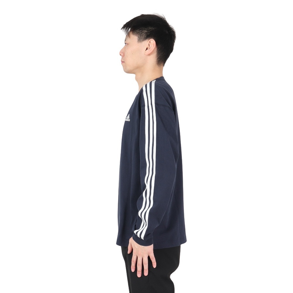 アディダス（adidas）（メンズ）エッセンシャルズ プラス ルーズフィット スリーストライプスTシャツ 長袖 KWE93-JF3908 ロンT