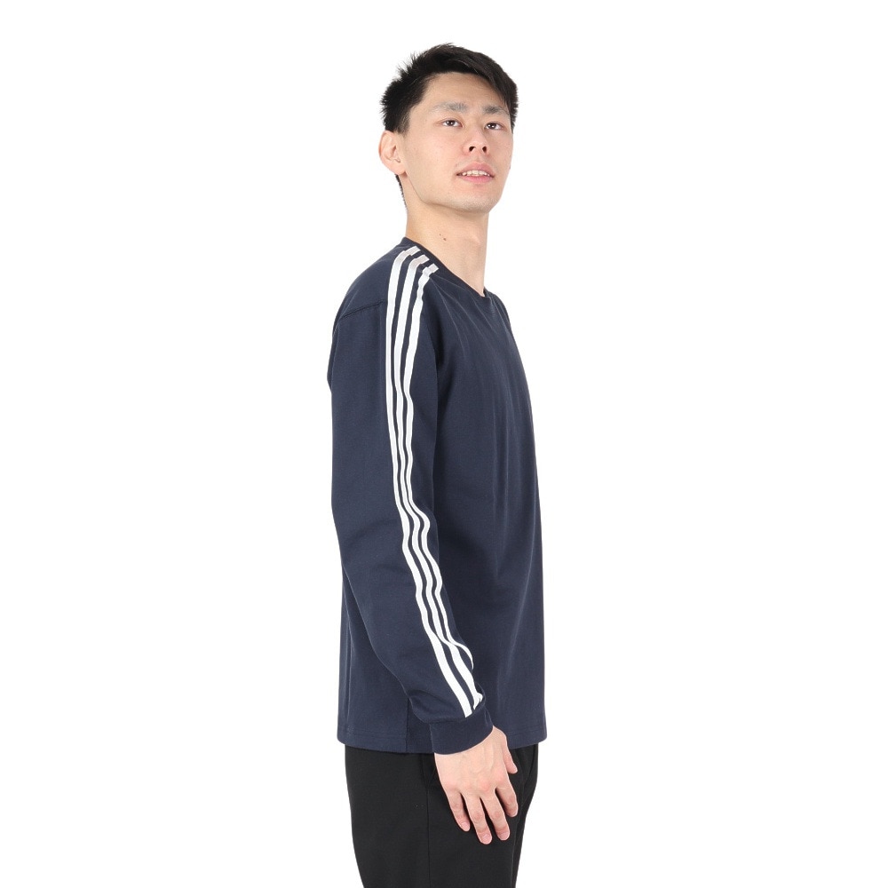 アディダス（adidas）（メンズ）エッセンシャルズ プラス ルーズフィット スリーストライプスTシャツ 長袖 KWE93-JF3908 ロンT