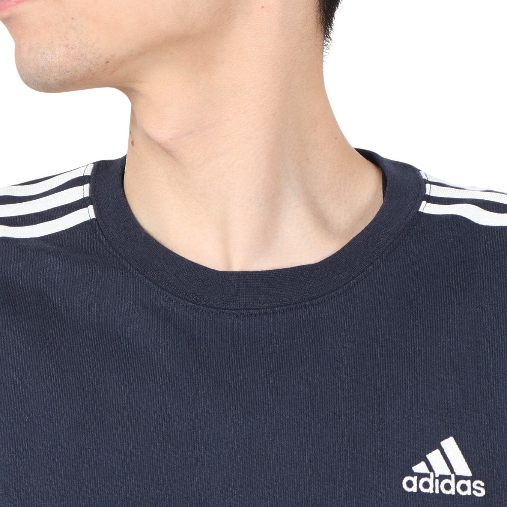 アディダス（adidas）（メンズ）エッセンシャルズ プラス ルーズフィット スリーストライプスTシャツ 長袖 KWE93-JF3908 ロンT