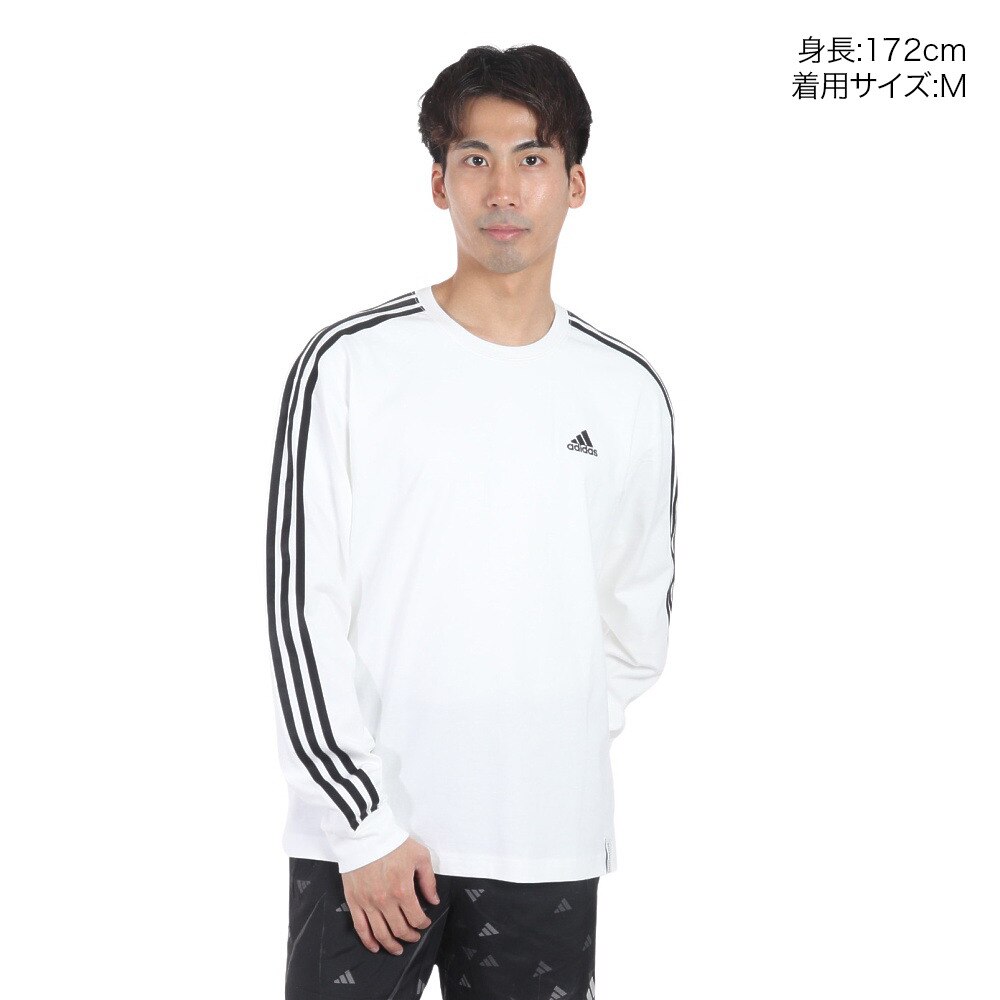 アディダス（adidas）（メンズ）エッセンシャルズ プラス ルーズフィット スリーストライプス 長袖Tシャツ KWE93-JF3913★★★