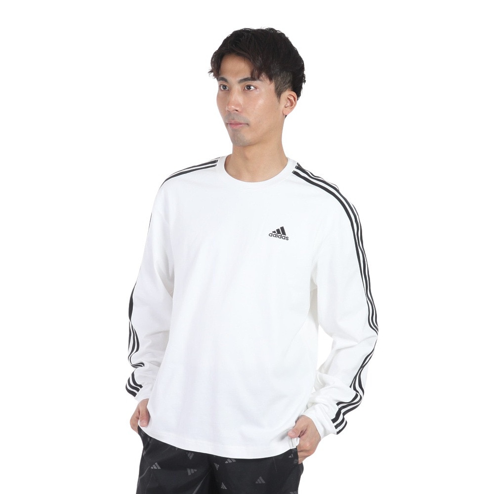 アディダス（adidas）（メンズ）エッセンシャルズ プラス ルーズフィット スリーストライプス 長袖Tシャツ KWE93-JF3913★★★